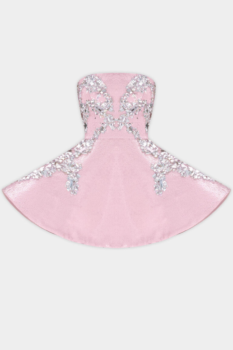Crystal Embellished Bow Mini Dress
